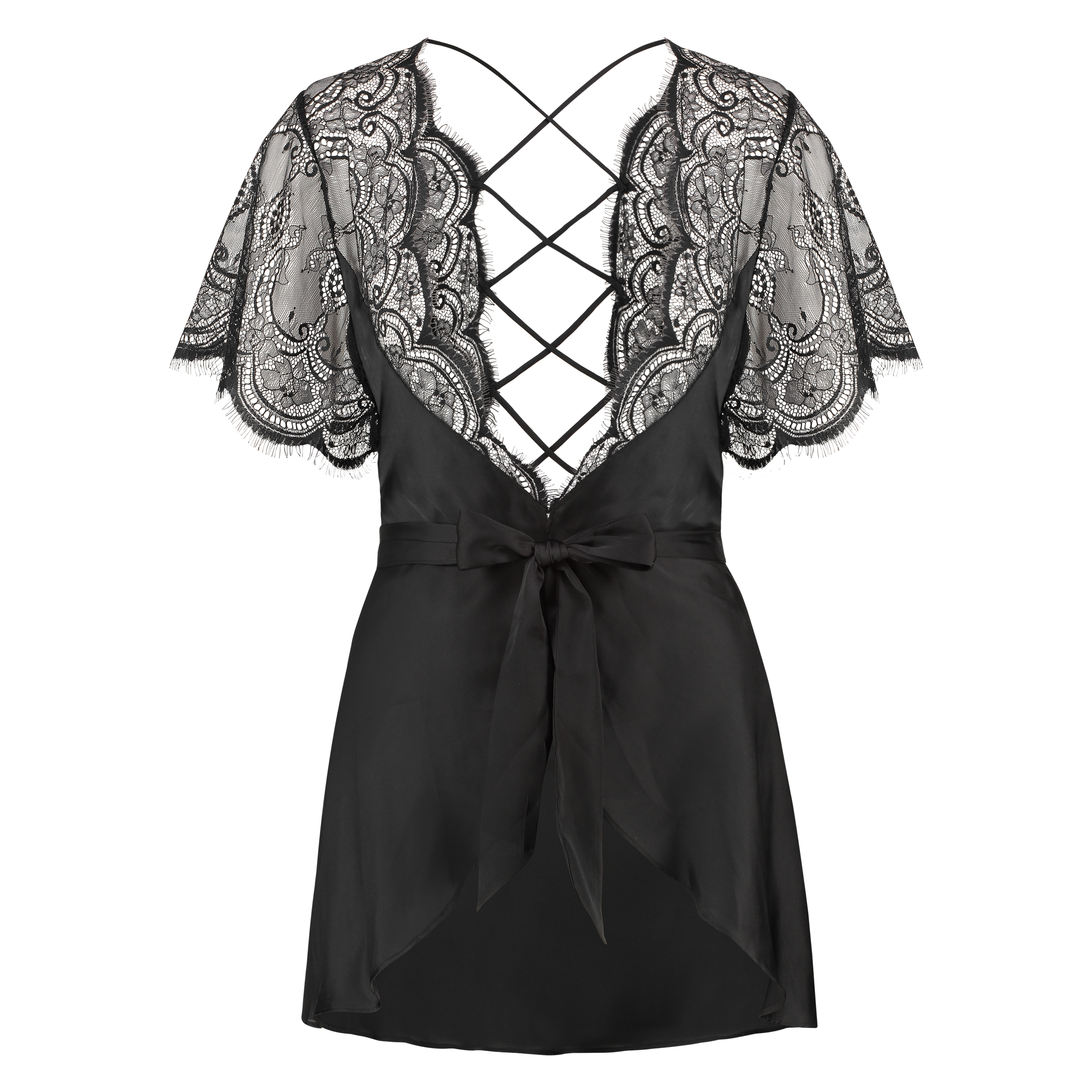 Coco satin kimono, Black, main