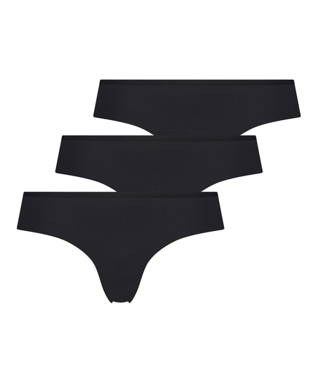 3-pack invisible Brazilian, Black