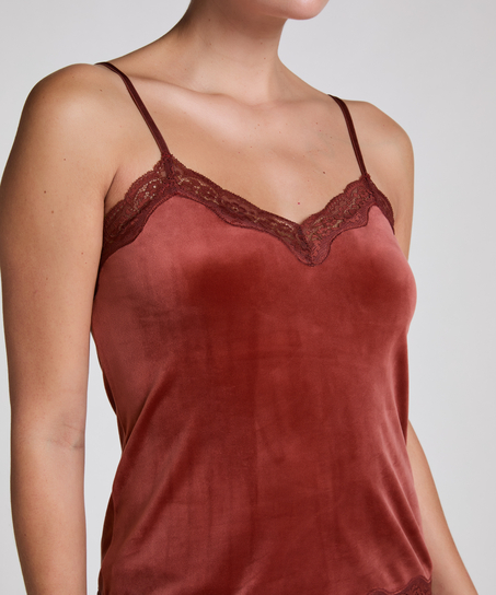 Velours Lace Cami Top, Brown