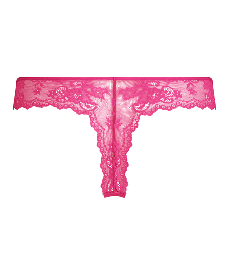Lace Back Invisible Thong, Pink