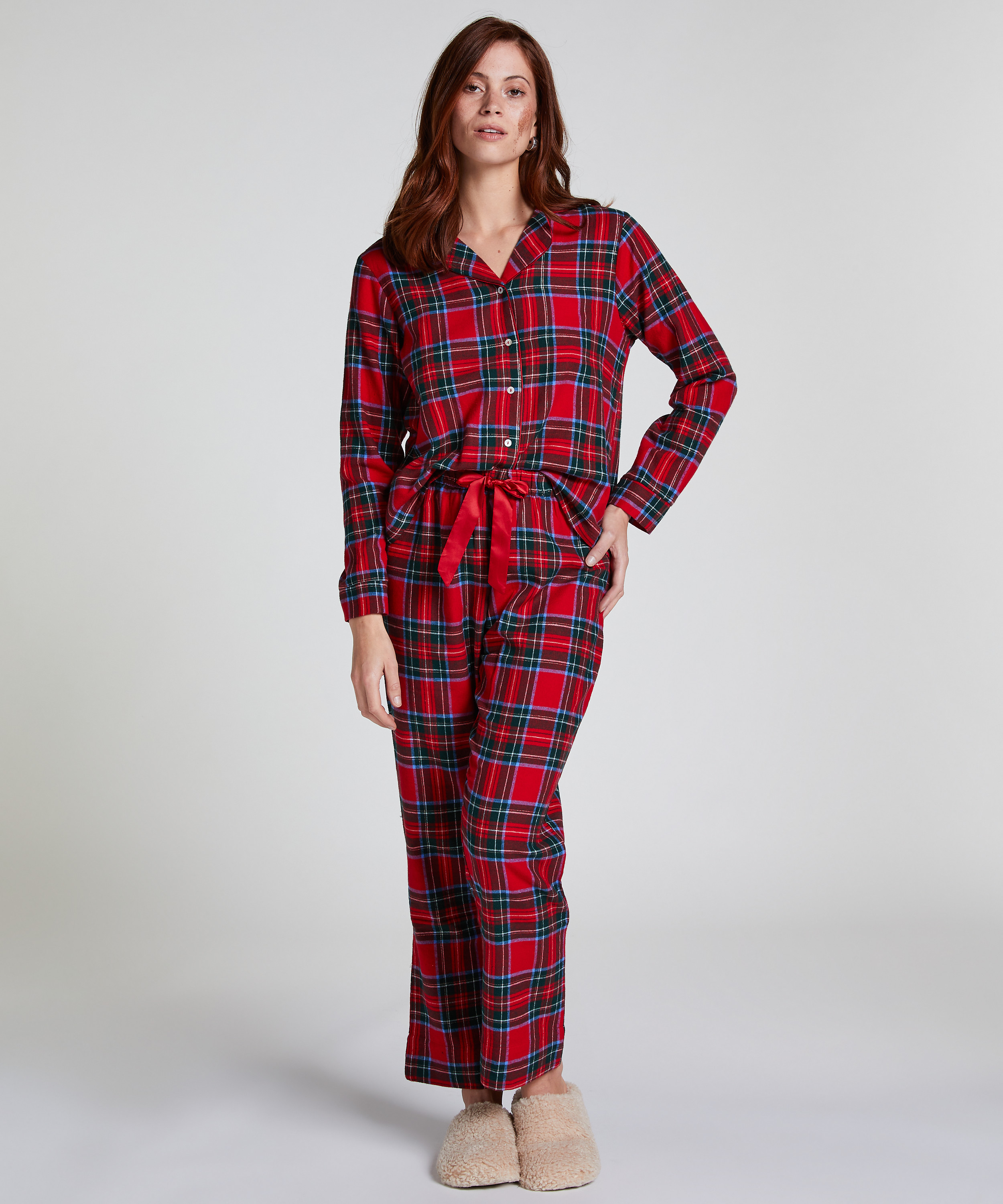Flannel Pyjama Set, Red, main