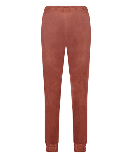 Velour Jogging Pants Pin-tucked, Brown