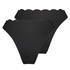 2-Pack Scallop Bikini Bottoms, Black