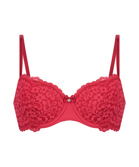Rose Padded Underwired Bra, Red