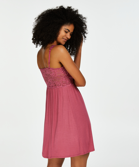 Modal Lace Slip Dress, Pink