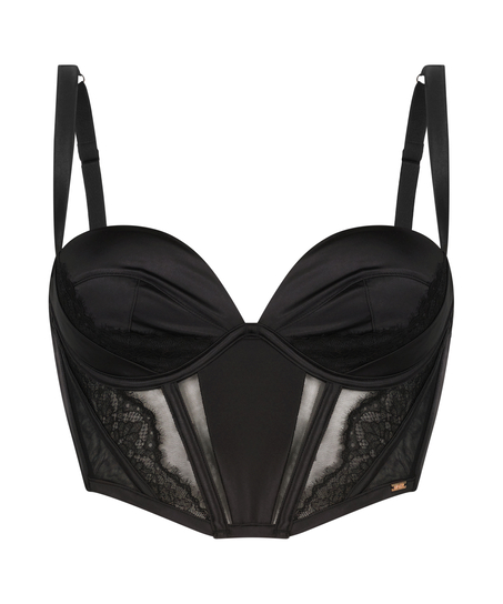 Nicole Padded Underwired Longline Bra, Black
