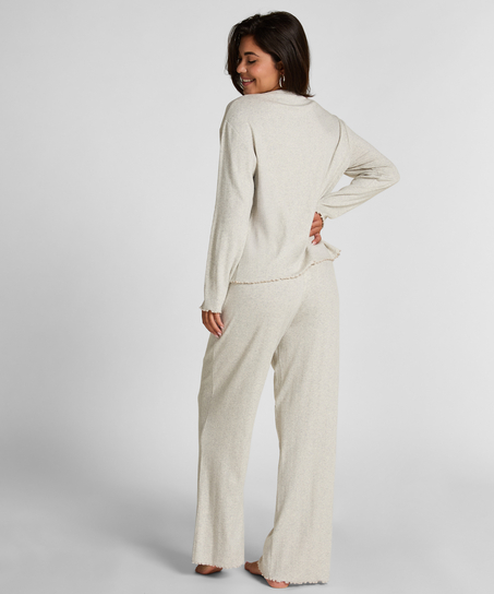 Pyjama Top Loose Pointelle, Grey