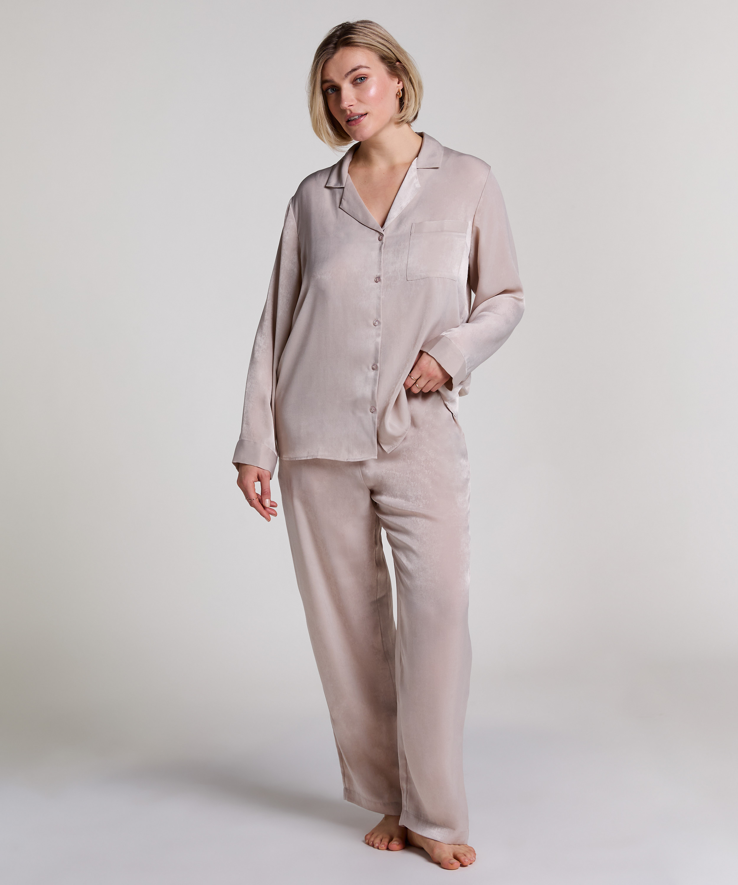 Satin Trousers, Beige, main