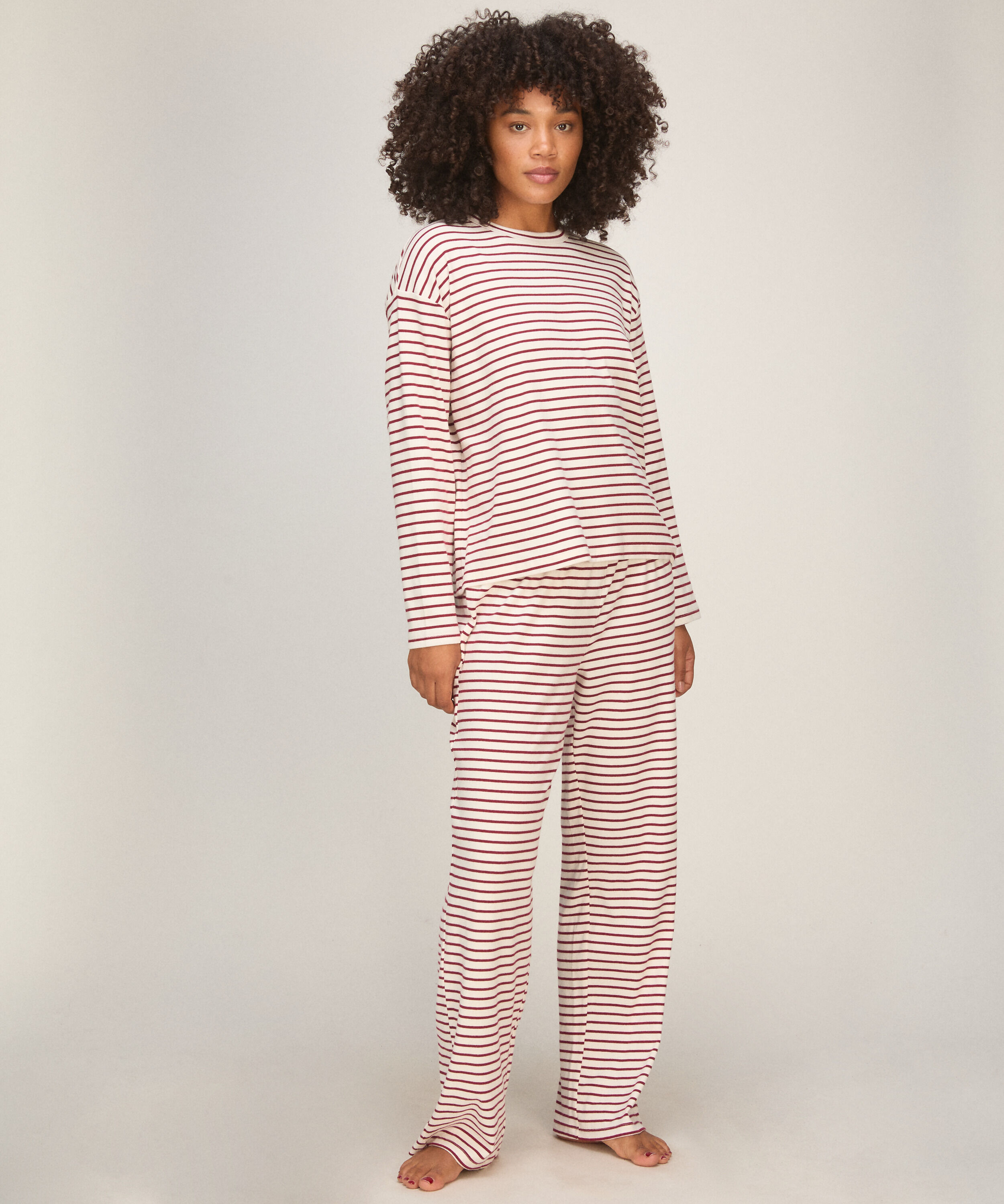 Striped Pyjama Long Sleeves, Red Striped Pyjama Long Sleeves, Red
