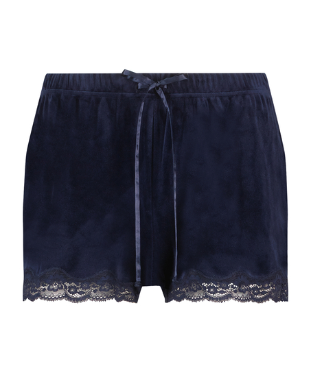 Velvet lace shorts, Blue
