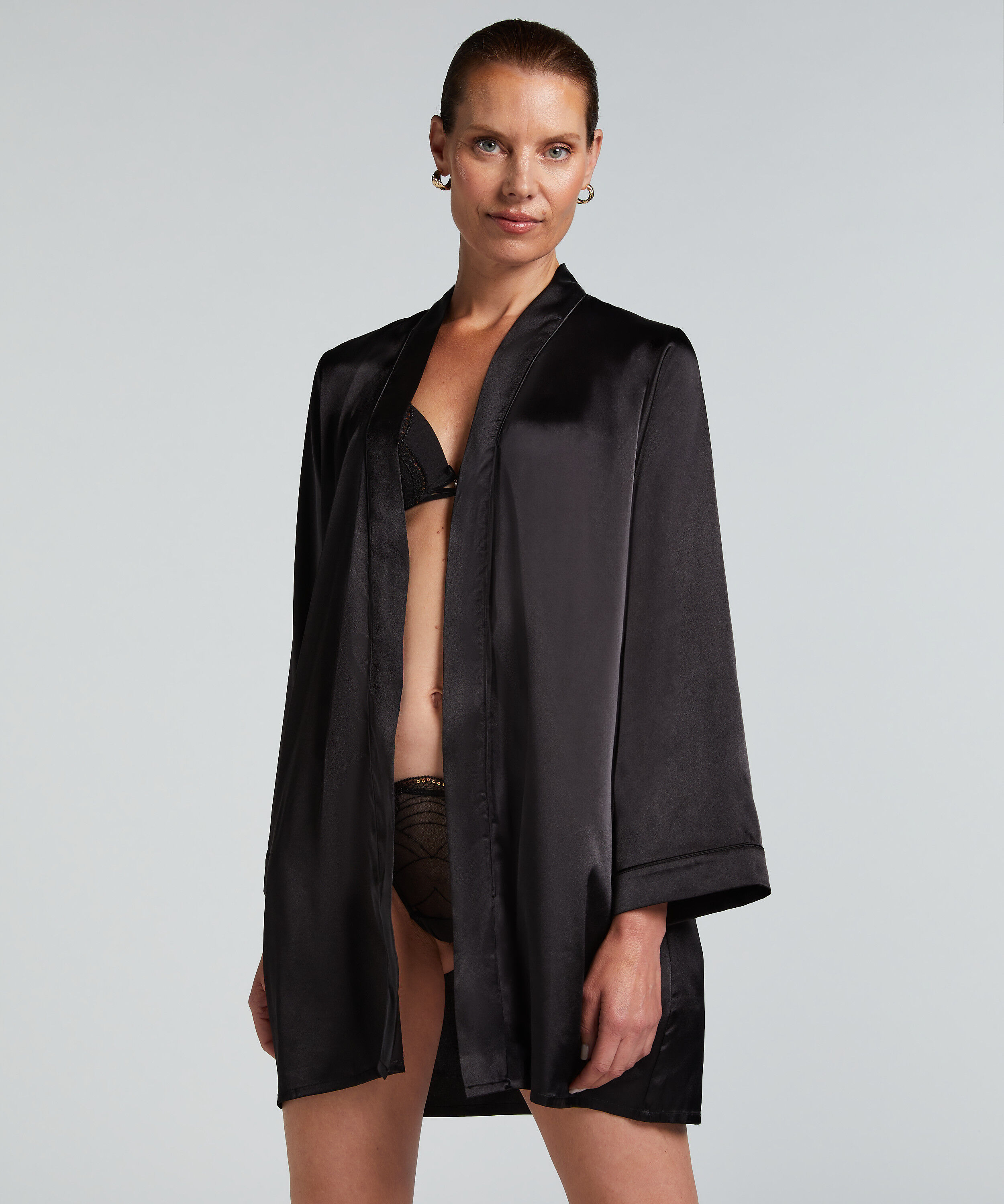 Satin Kimono, Black