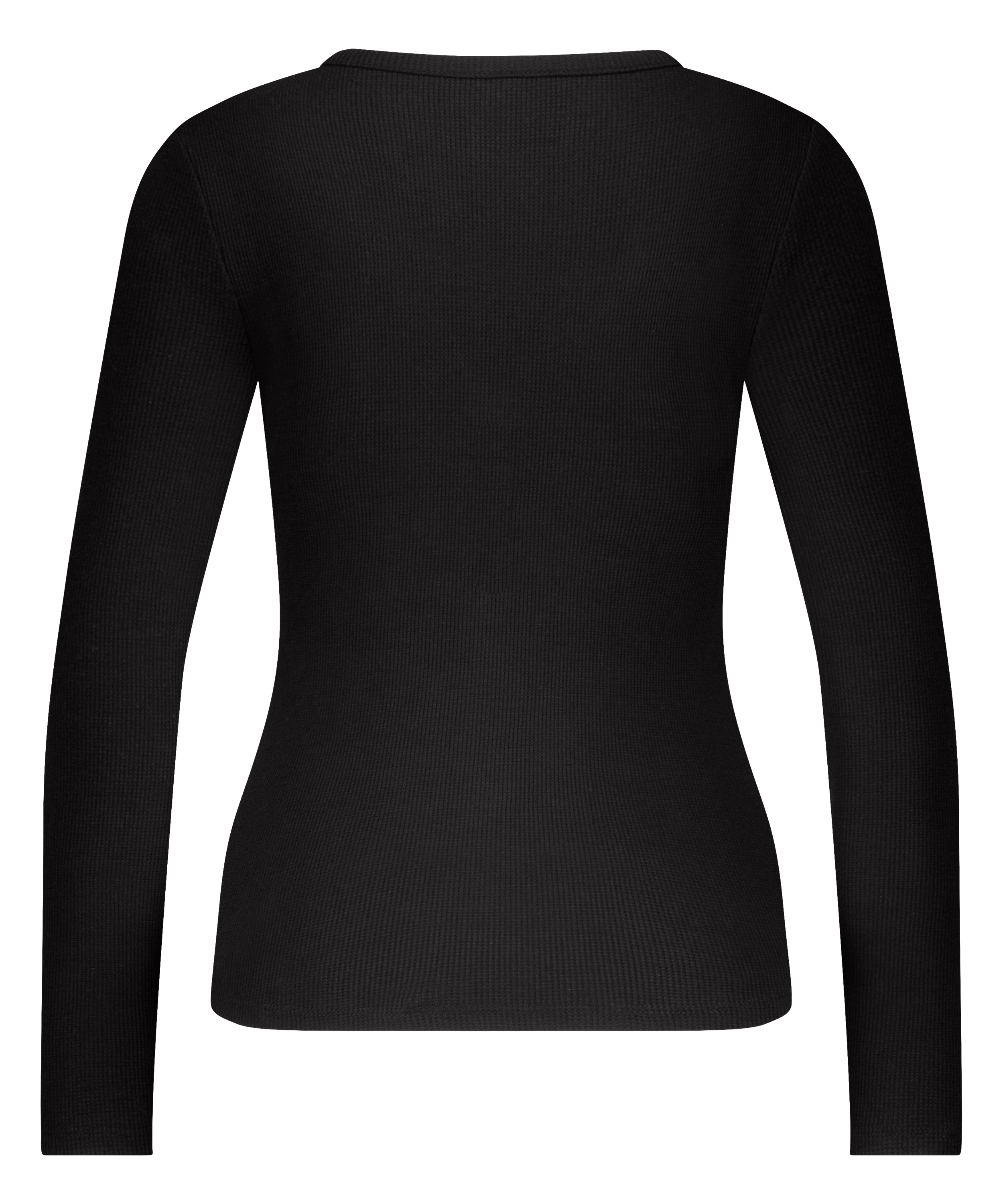 Long-Sleeved Pyjama Top, Black, main
