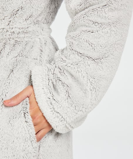 Fleece Bathrobe, Grey