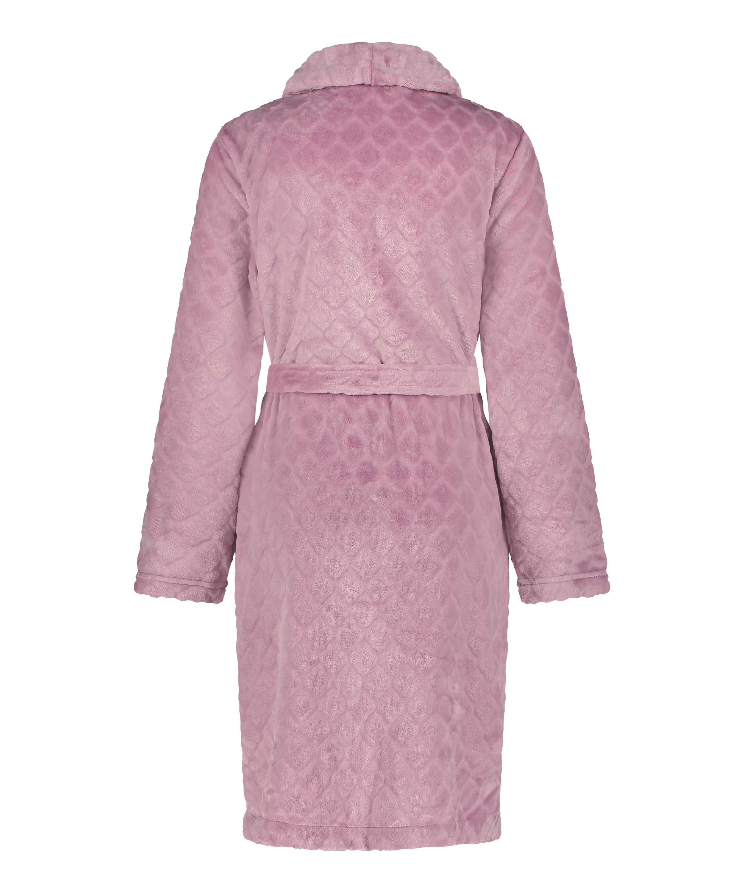 Short Fleece Ribbed Bathrobe, Purple, main
