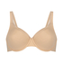 Satin Fleece Non-Padded Underwired Bra, Beige