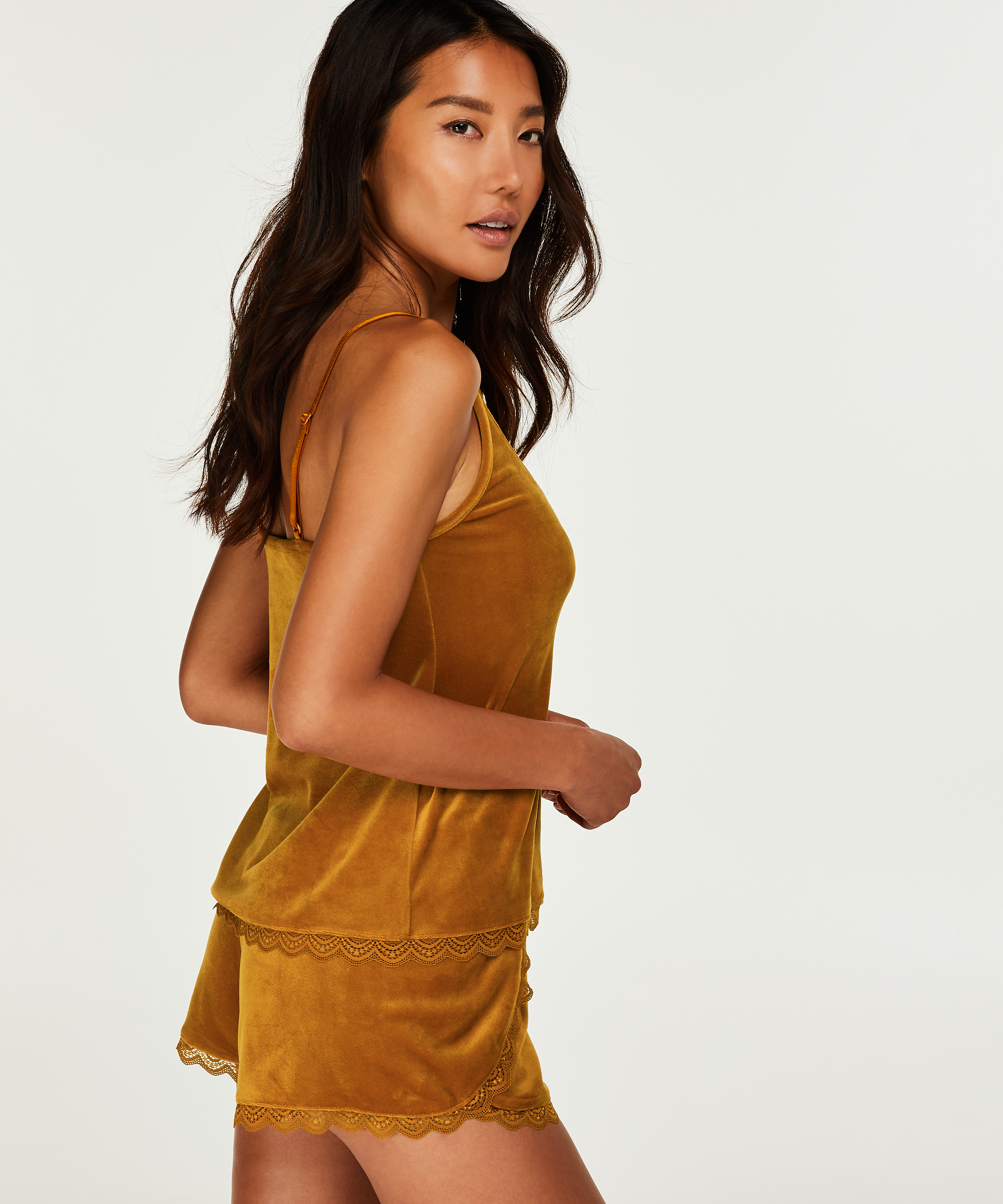 Velvet Lace Cami, Yellow, main