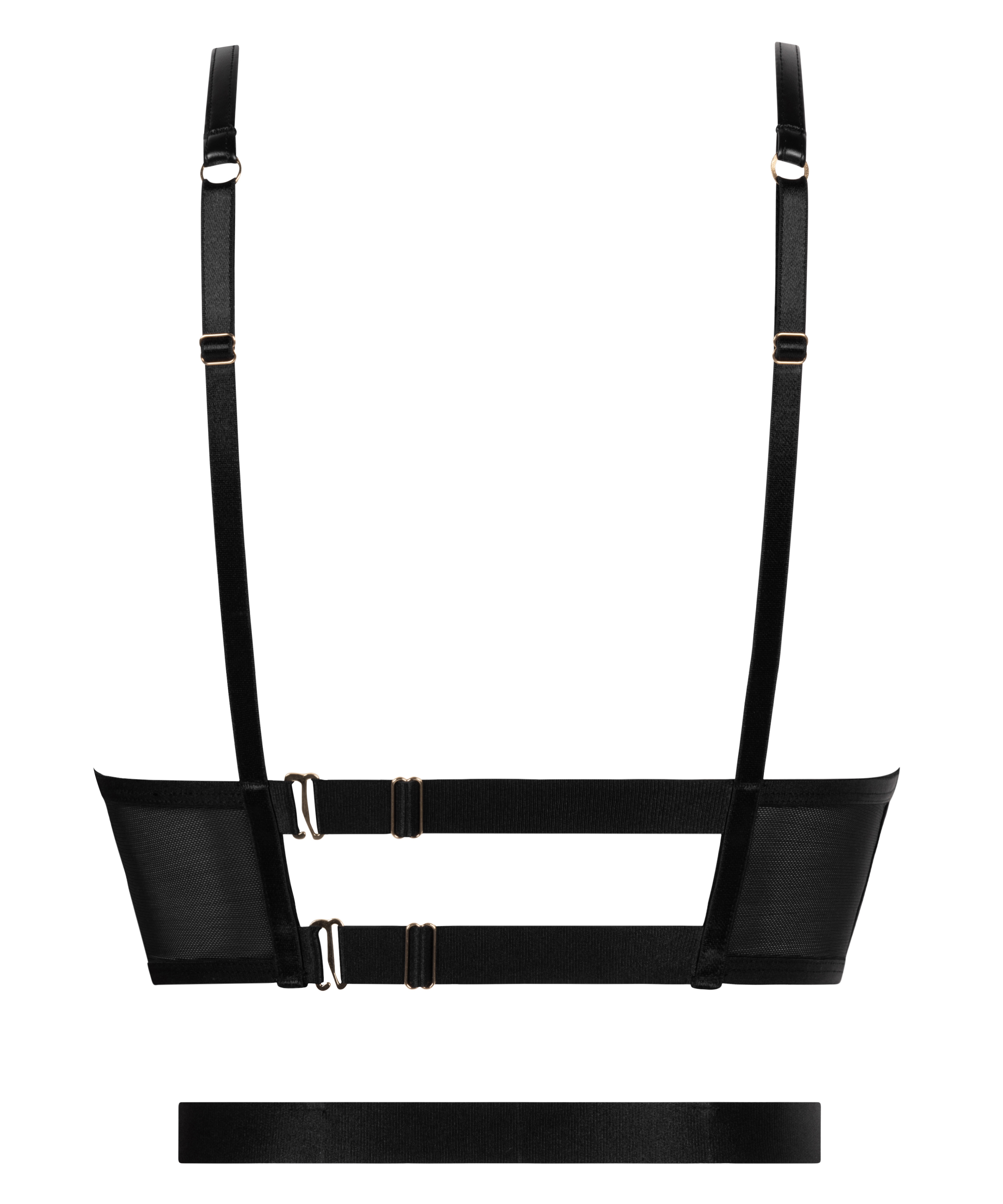 Nadia Padded Underwired Longline Push-Up Bra, Black, main