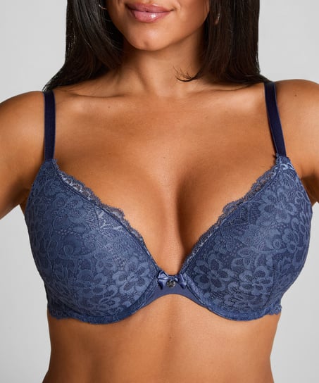 Marine Padded Underwired Push-Up Bra, Blue