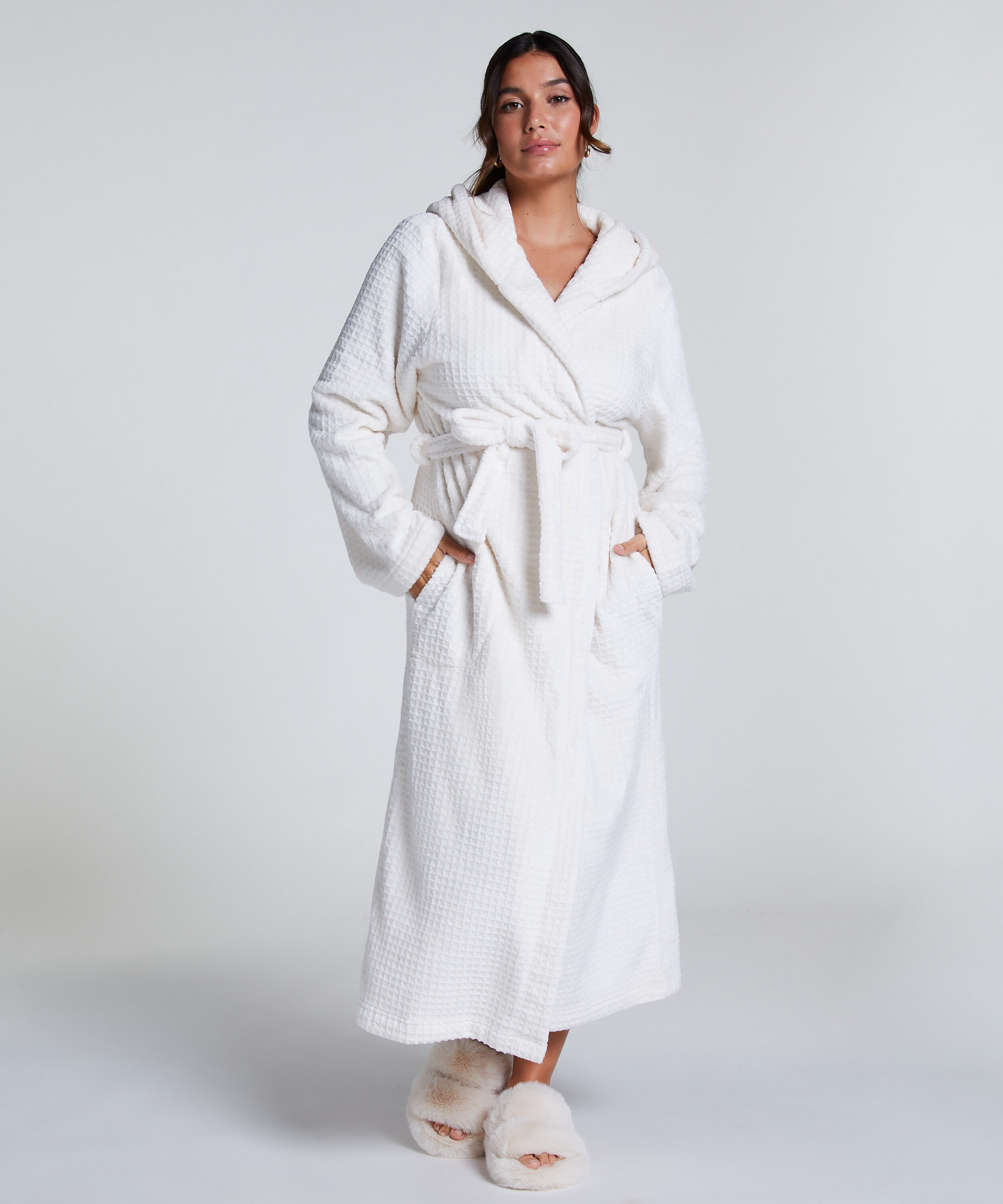 Waffle Bathrobe, White