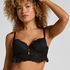 Posie Padded Underwired Longline Bra, Black