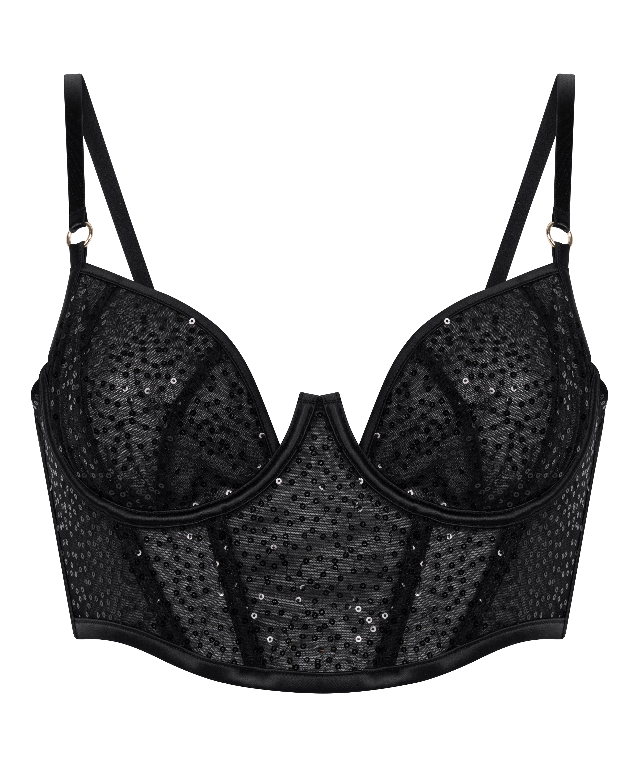 Elle Non-Padded Underwired Longline Bra, Black, main