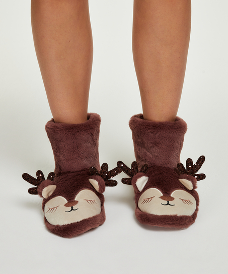 Reindeer Slippers, Purple