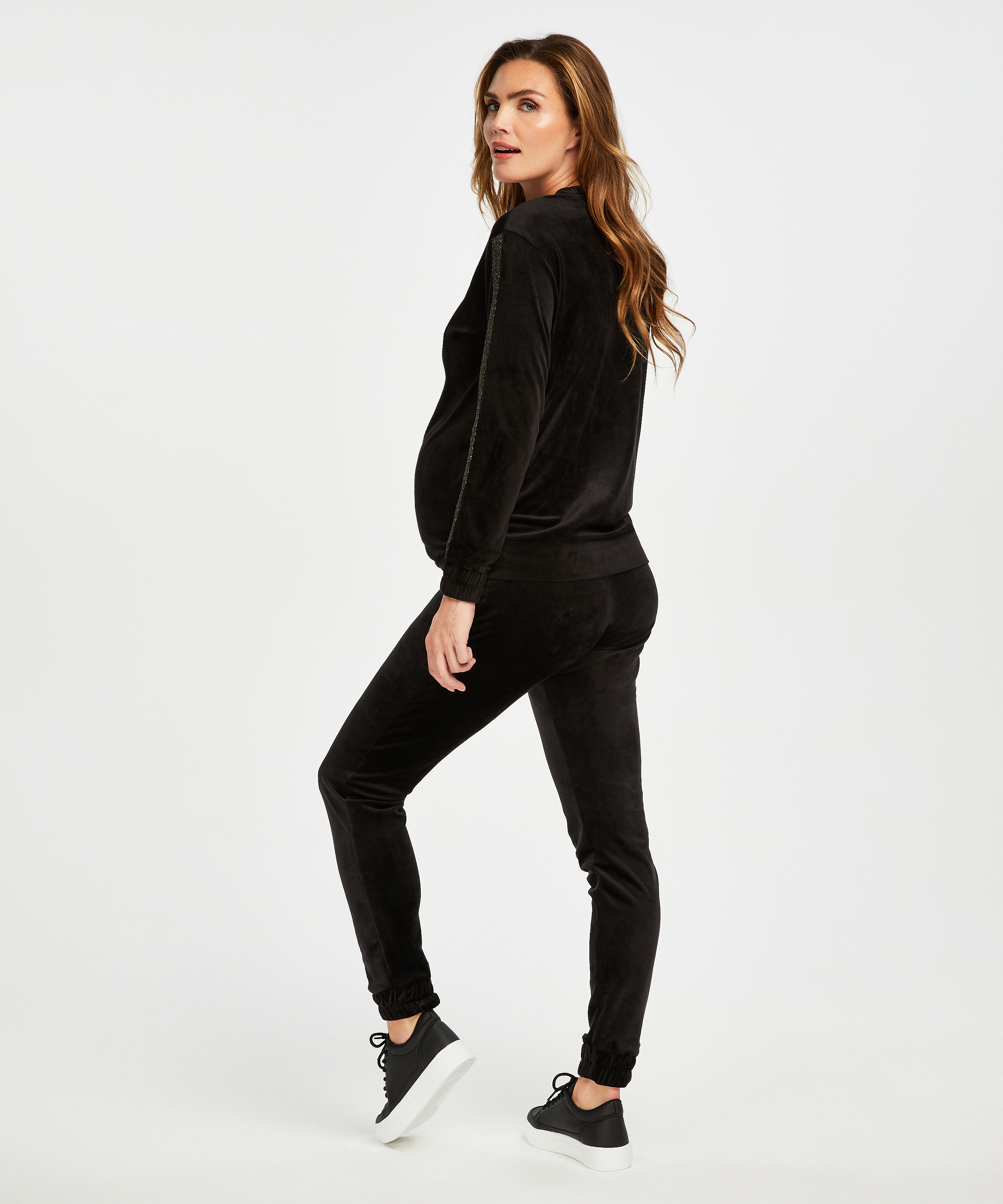 Velvet Shimmer maternity jogging bottoms, Black, main