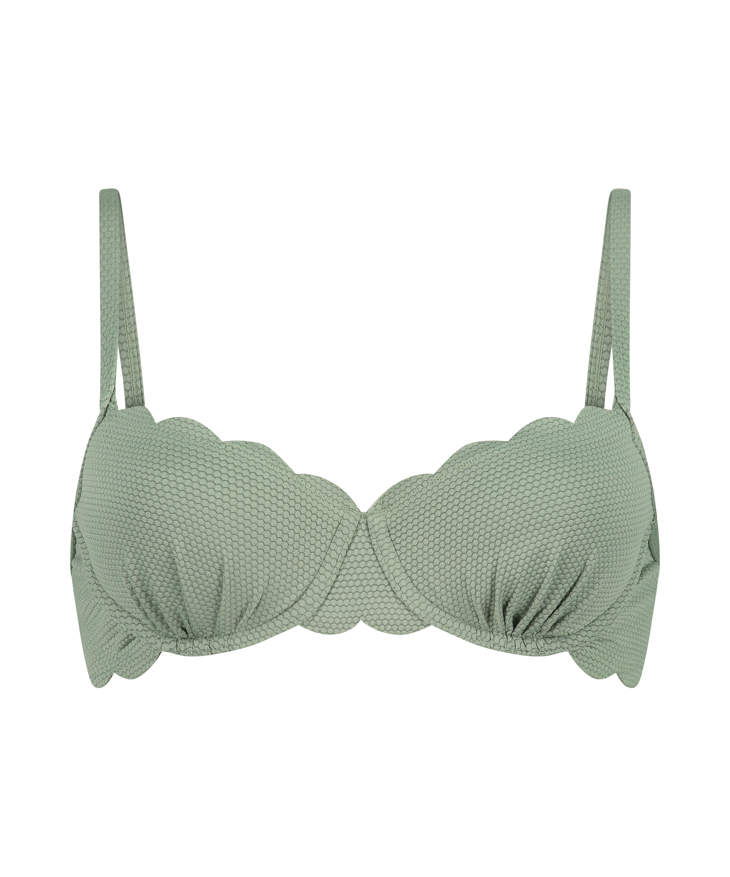 Scallop Padded Underwired Bikini Top, Green, main