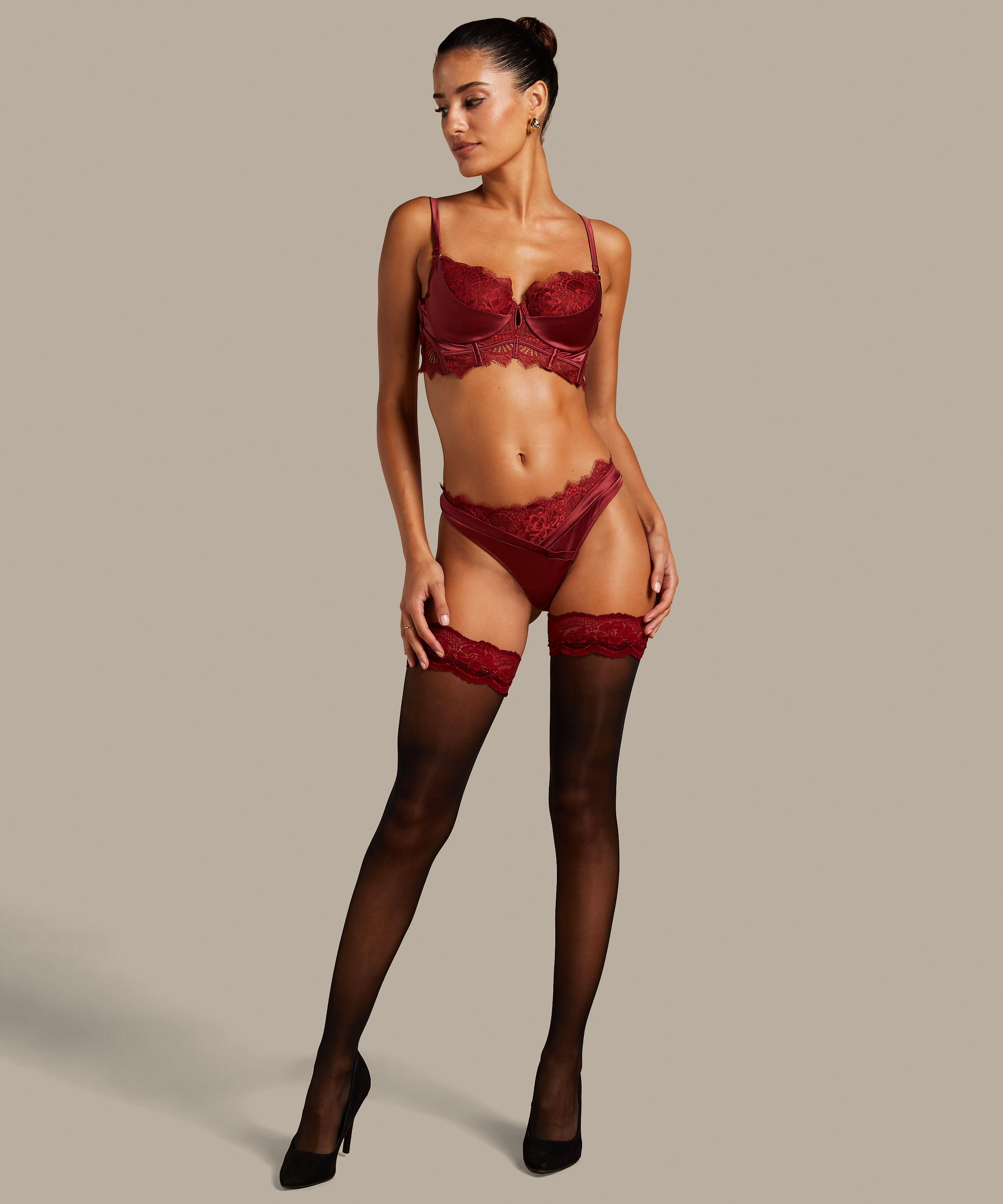 Zoe 20 Denier Noir Hold-Ups, Red, main