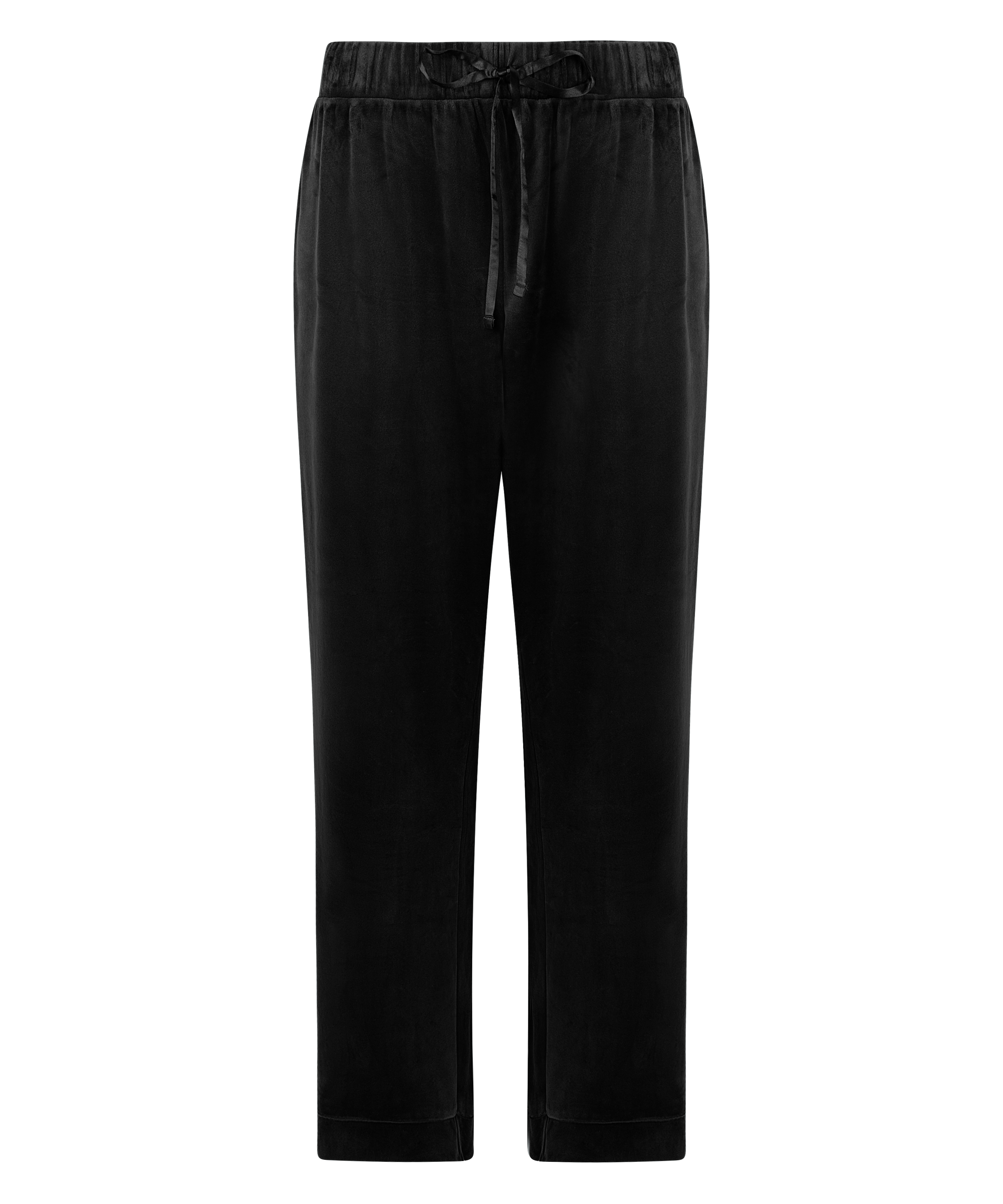 Velvet Pyjama Pants, Black, main