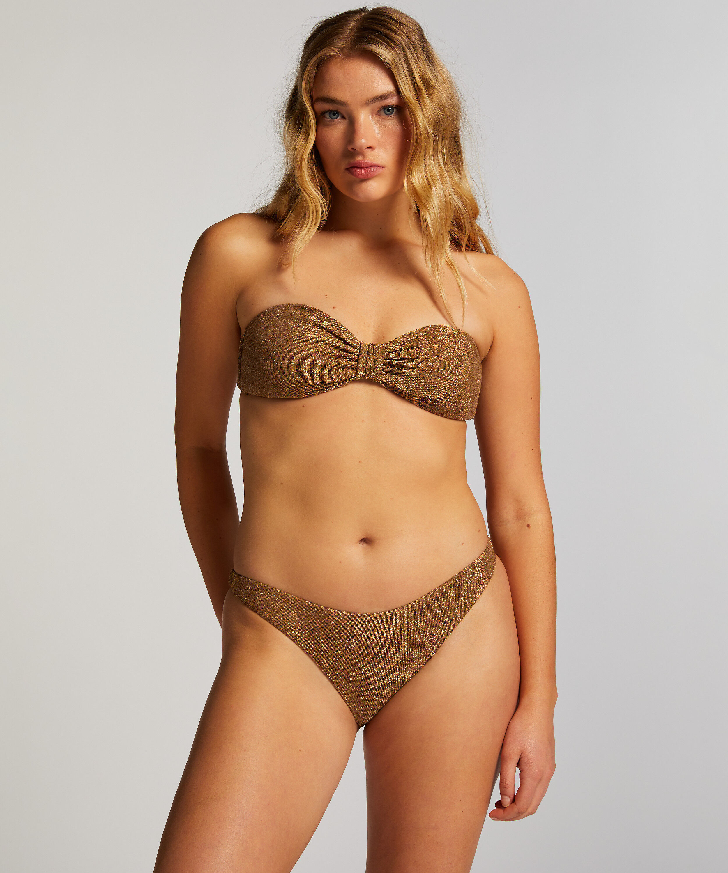 Goldie Shimmer High-Leg Bikini Bottoms