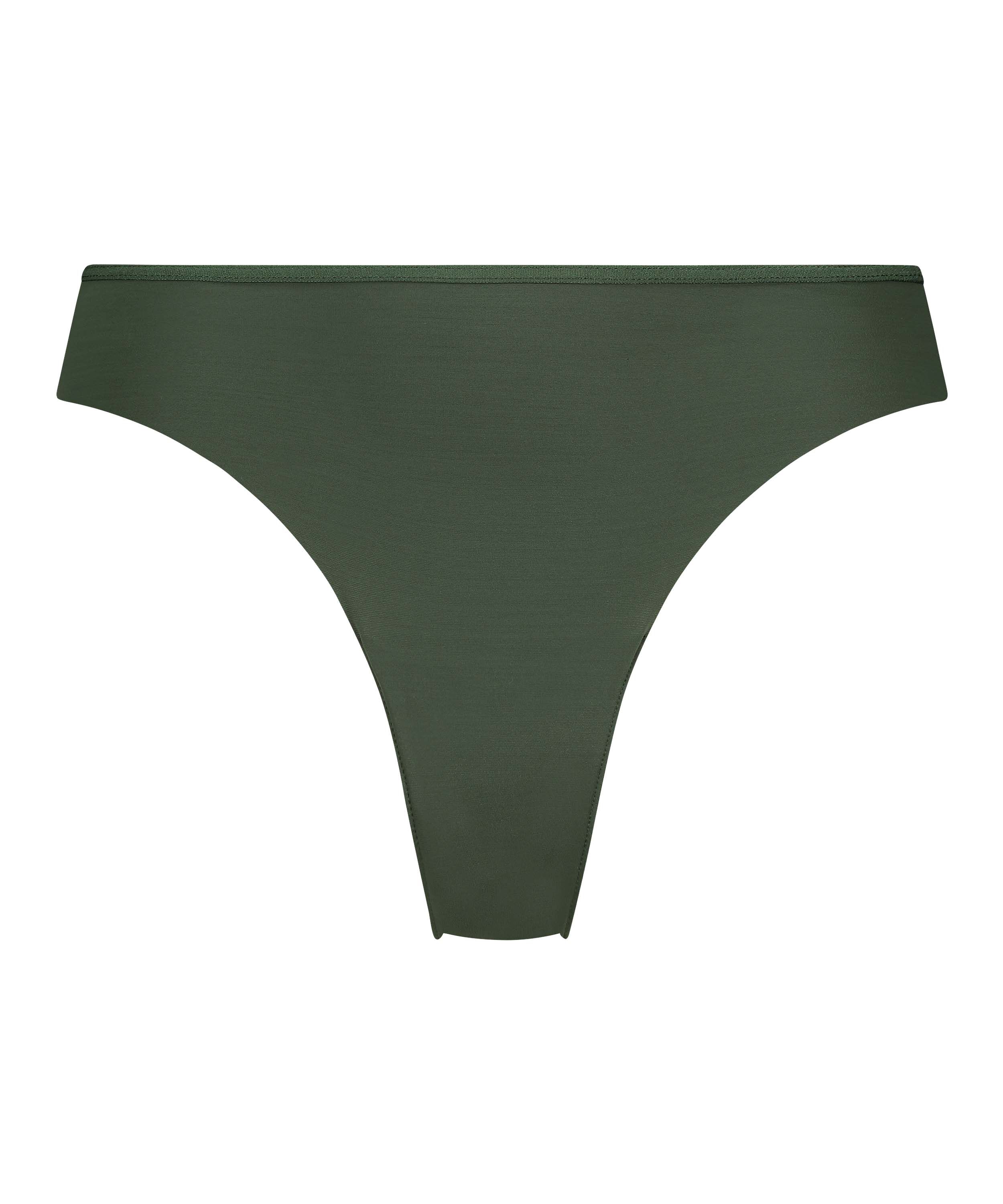Lace Back Invisible Thong, Green