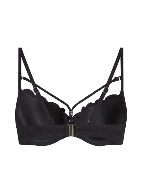 Scallop Padded Underwired Bikini Top, Black