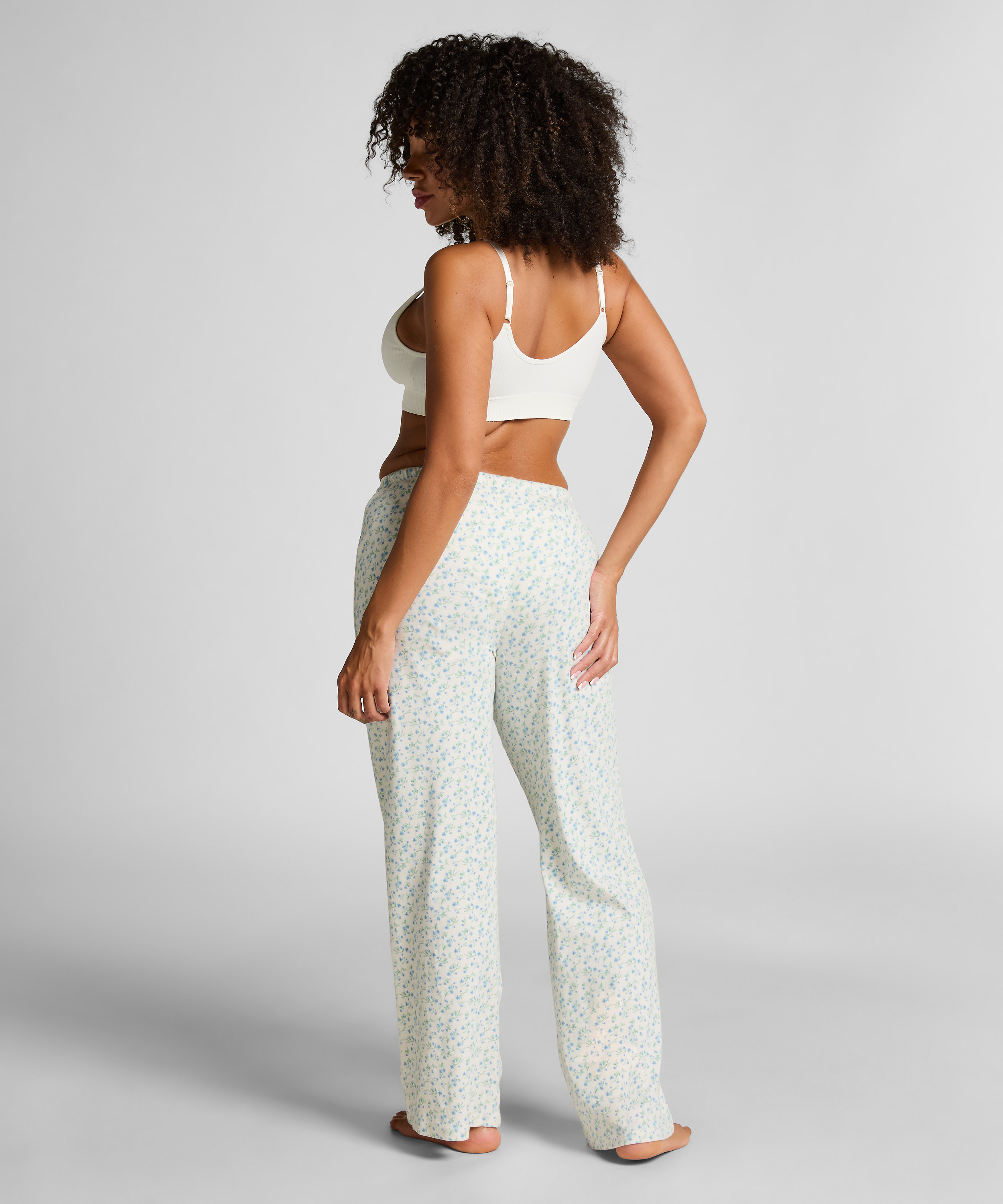 Florecita Pyjama Pants, White, main