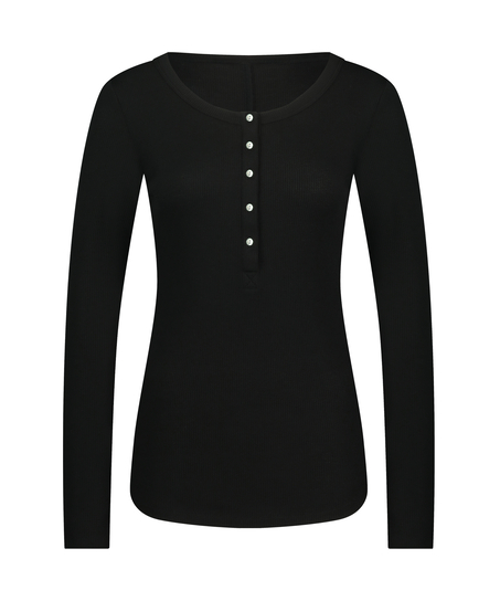 Long-Sleeved Pyjama Top, Black