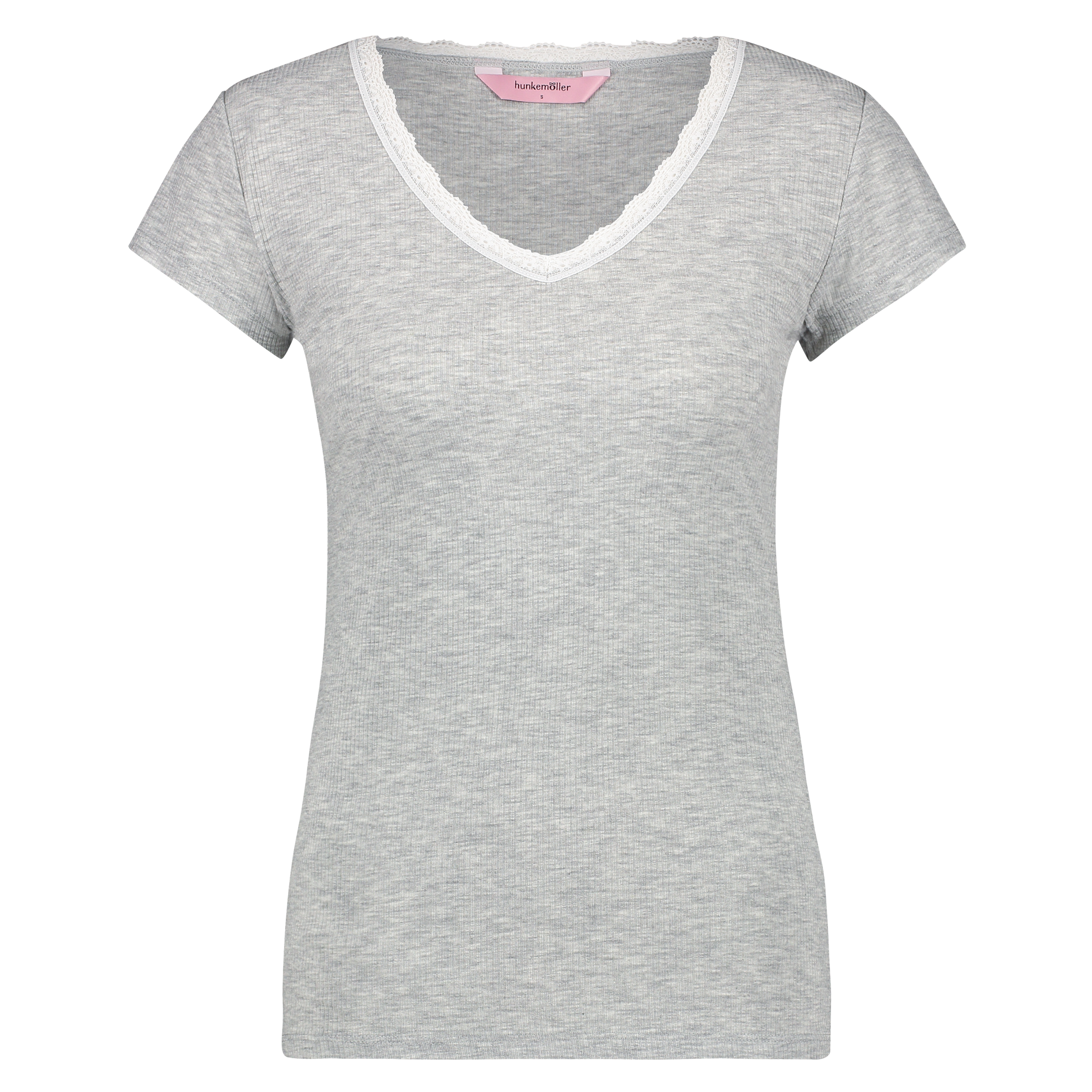 Top Rib V-Neck, Grey, main