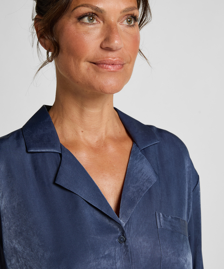 Ayla Satin Long-Sleeved Jacket, Blue