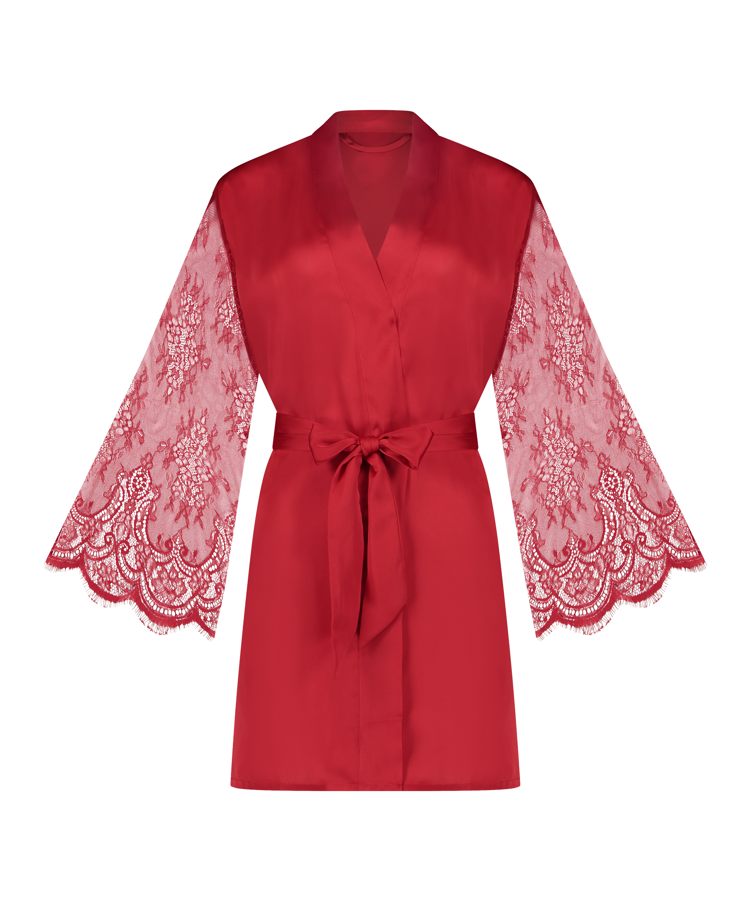 Satin Lace Kimono, Red, main