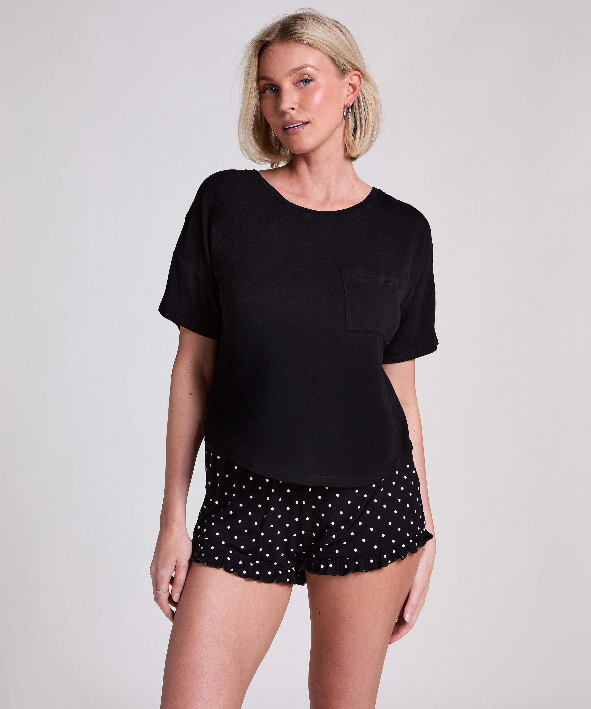Short Pyjama Set, Black Short Pyjama Set, Black