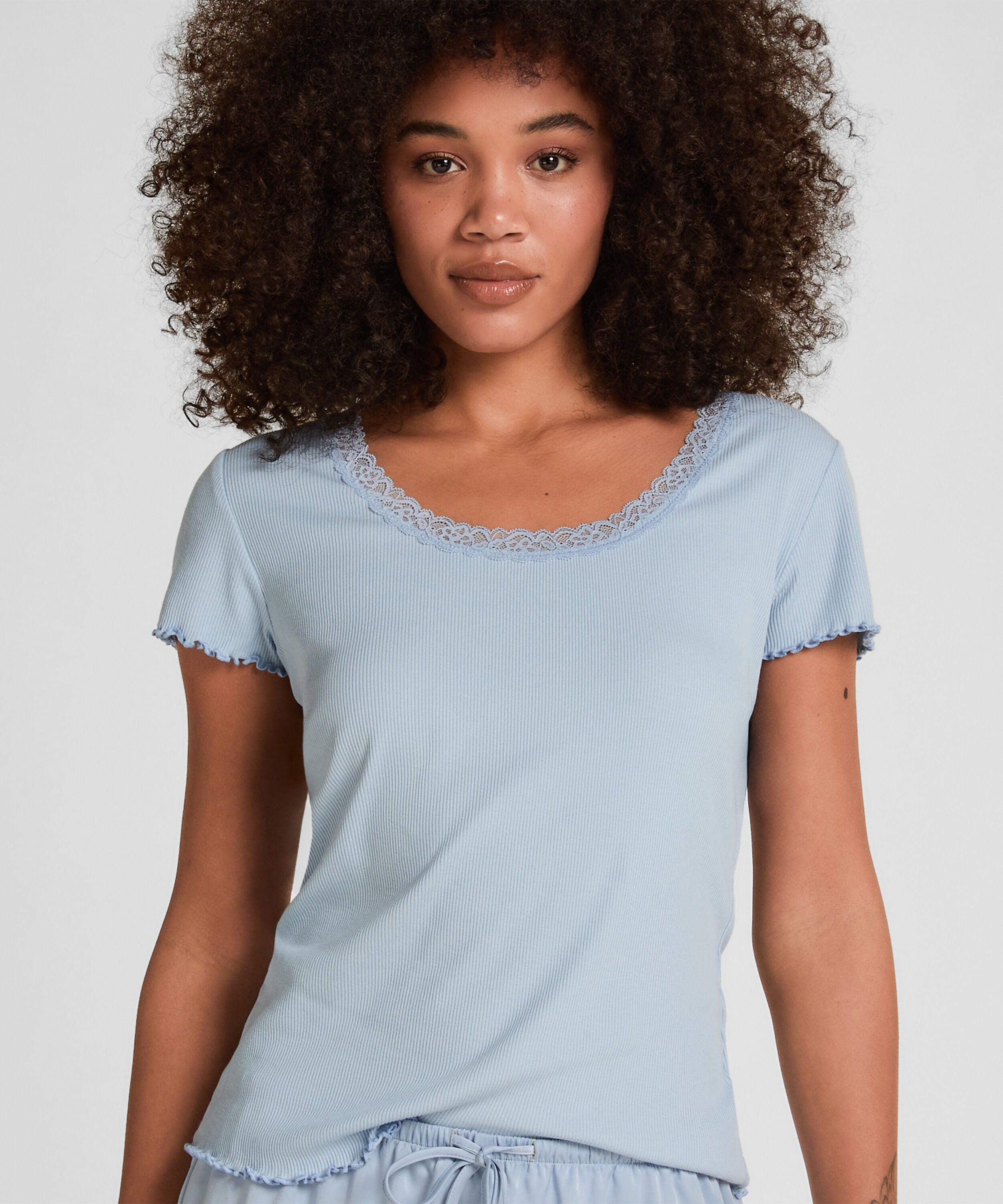 Pyjama Top Jersey Rib, Blue Pyjama Top Jersey Rib, Blue