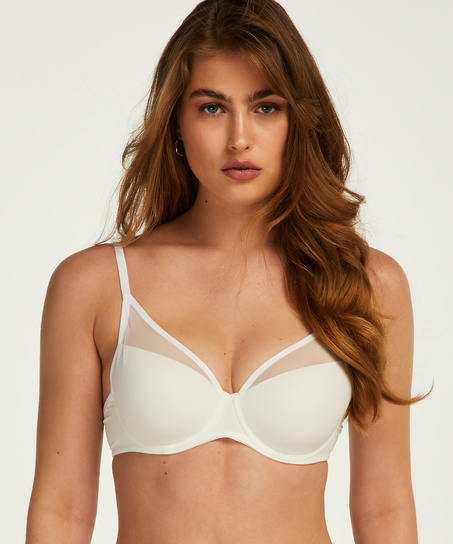 Mesh Padded underwired bra, White