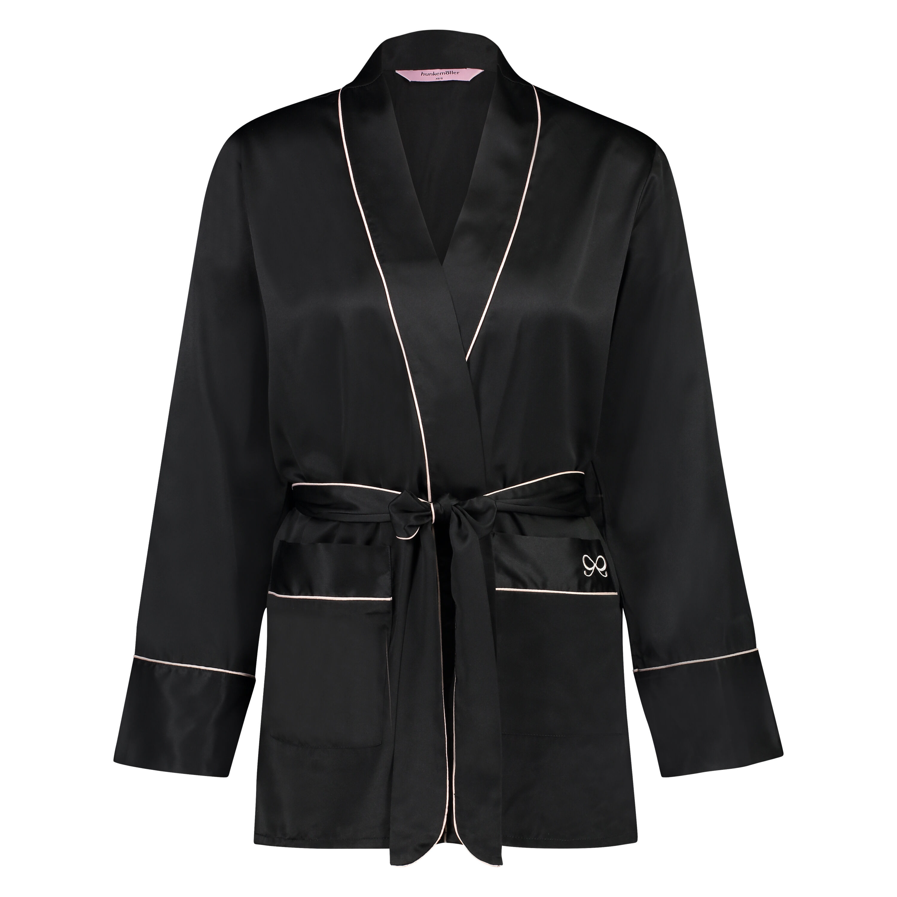 Satin Pyjama Jacket, Black