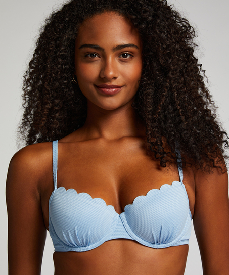 Scallop Padded Underwired Bikini Top, Blue