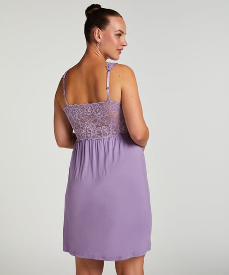 Nora Lace Slip Dress, Purple
