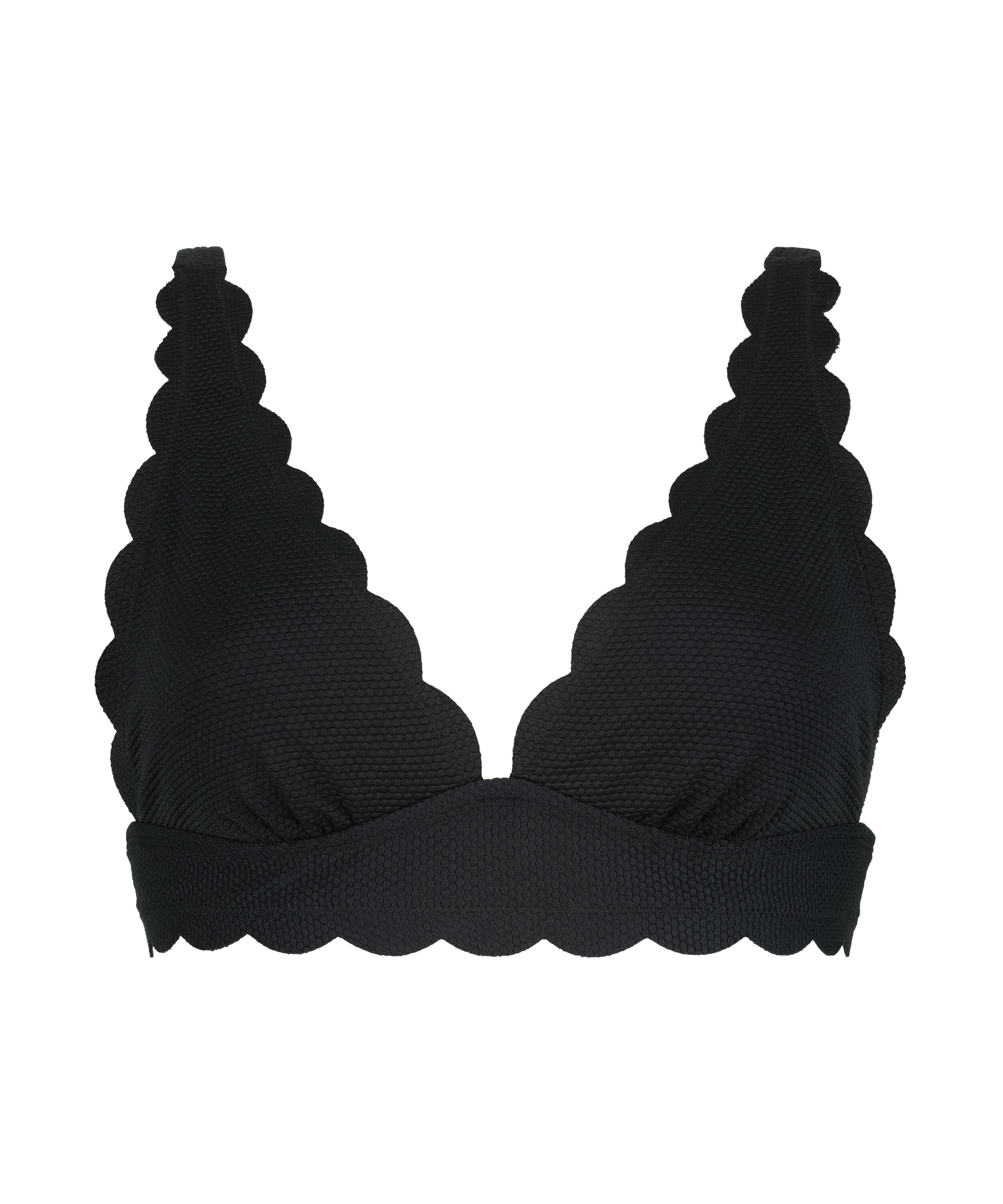Scallop triangle bikini top, Black
