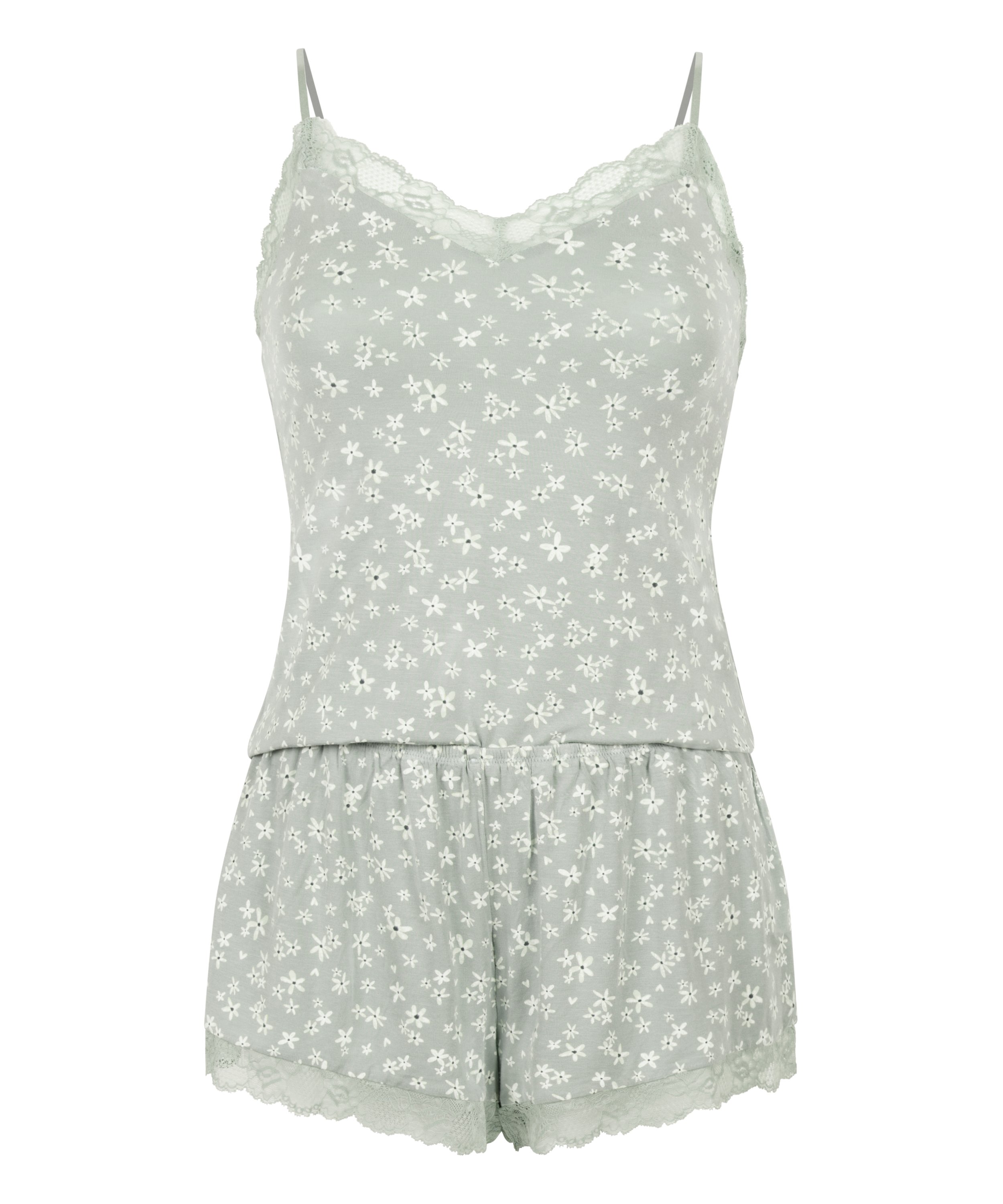 Lace Jersey  Pyjama Set, Green, main