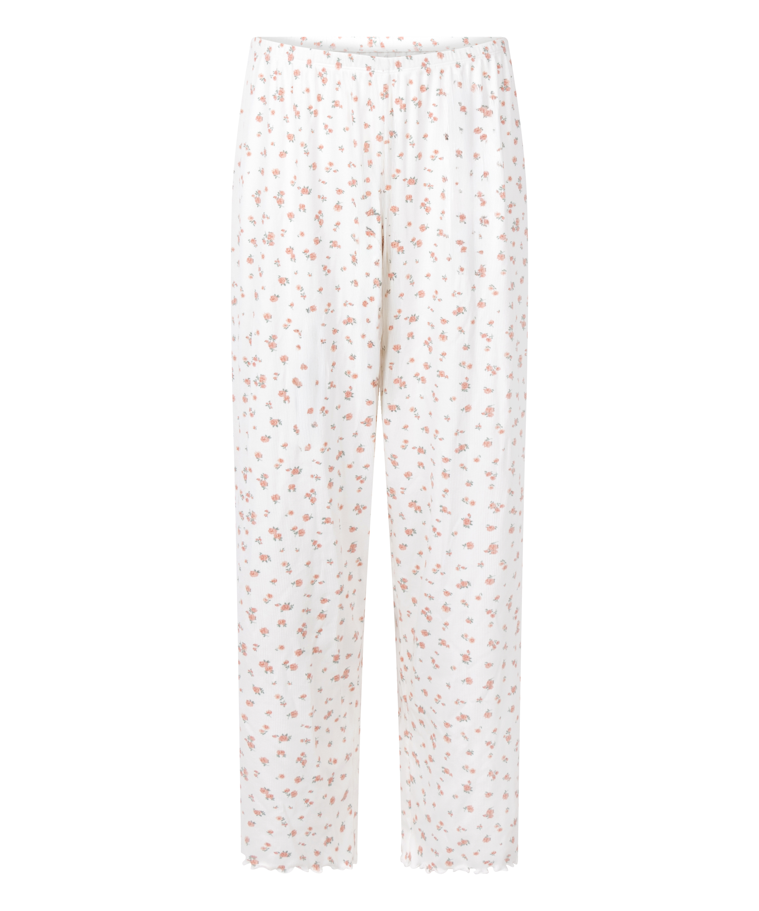 Ribbed Pyjama Pants, White, main