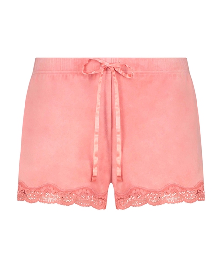 Velvet lace shorts, Pink
