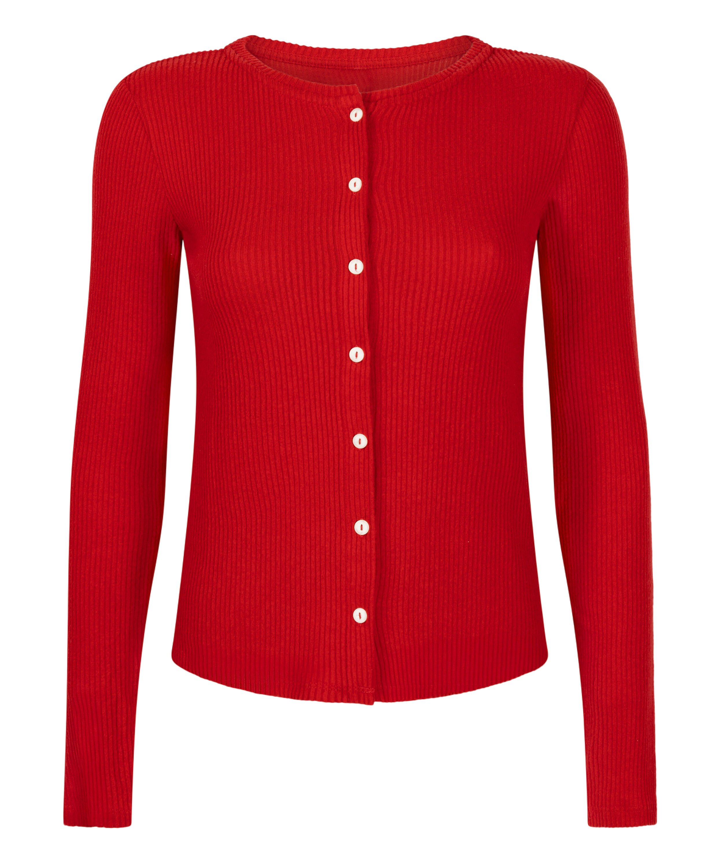Cardigan Ribbed Jersey, Red