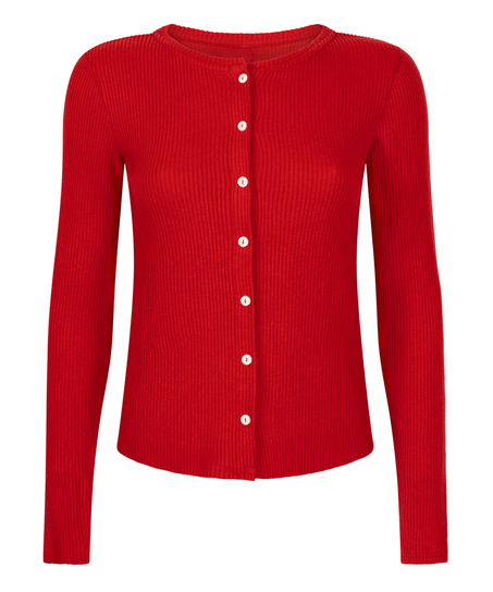 Cardigan Ribbed Jersey, Red